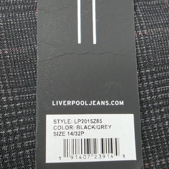 NWT Liverpool Ponte Pants Size 14P Petite Gray Black Plaid Ponte - Picture 7 of 11